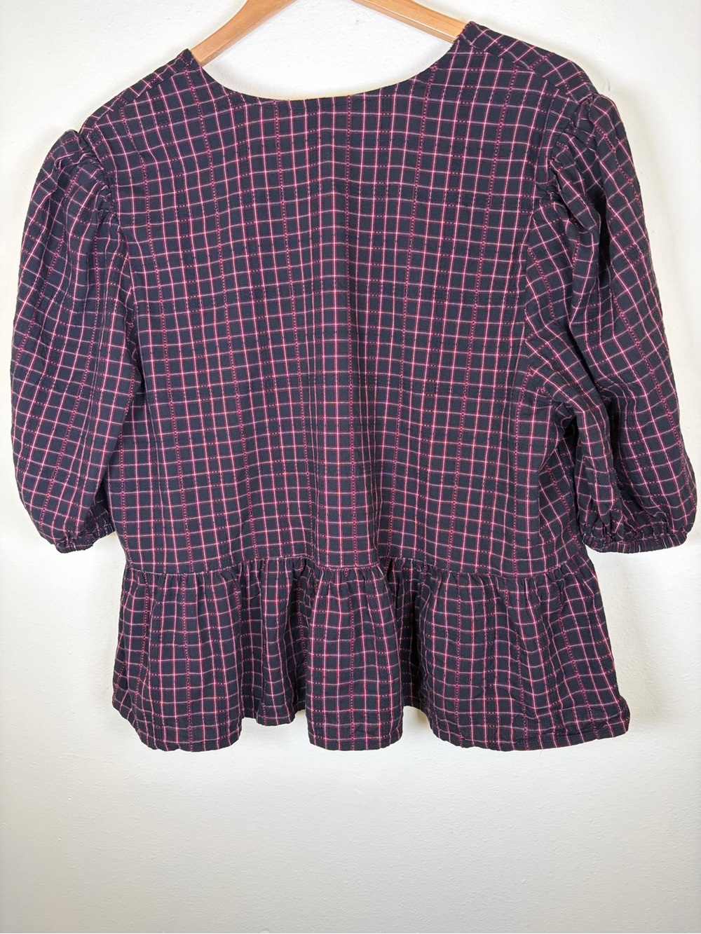 Time and Tru Plaid Peplum Tie Front Blouse XXXL 22 - Picture 8 of 8